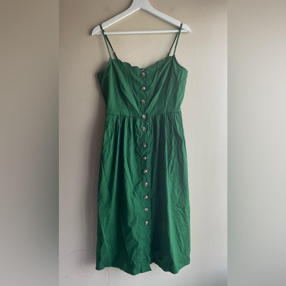 New J.Crew Scallop-trim button-front midi dress Size 6 - Picture 6 of 12